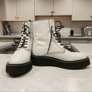 Brand new Leather white combat boots